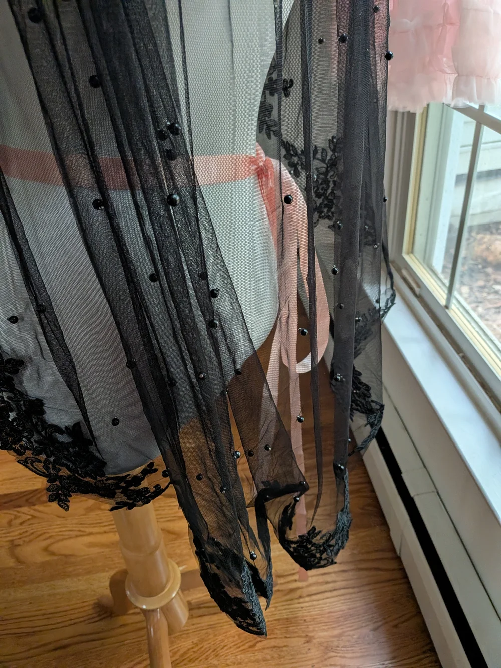 Black Floral Appliqué Veil